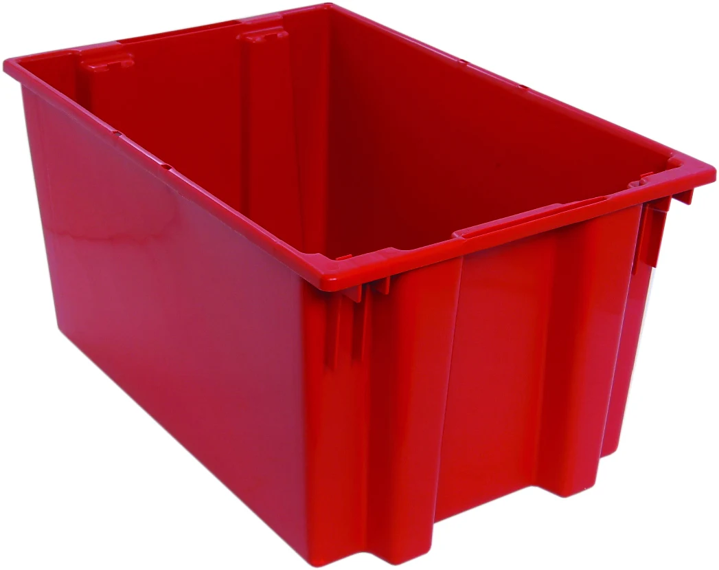 Quantum SNT300RDNB Stack and Nest Tote, 29-1/2"D x 19-1/2"W x 15"H, Red