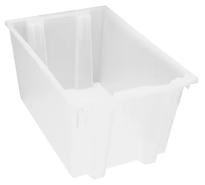 Quantum SNT300CLCS Stack and Nest Tote, 29-1/2"D x 19-1/2"W x 15"H, Clear, Case of 3