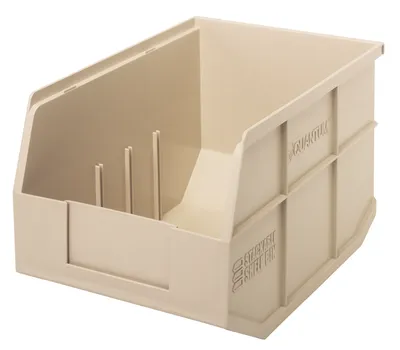 Quantum SSB423IVCS Stackable Shelf Bin, 8-1/4"W x 12"D x 7"H, Ivory, Case of 6