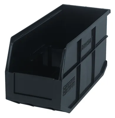 Quantum SSB441BKCS Stackable Shelf Bin, 6"W x 14"D x 7"H, Black, Case of 6