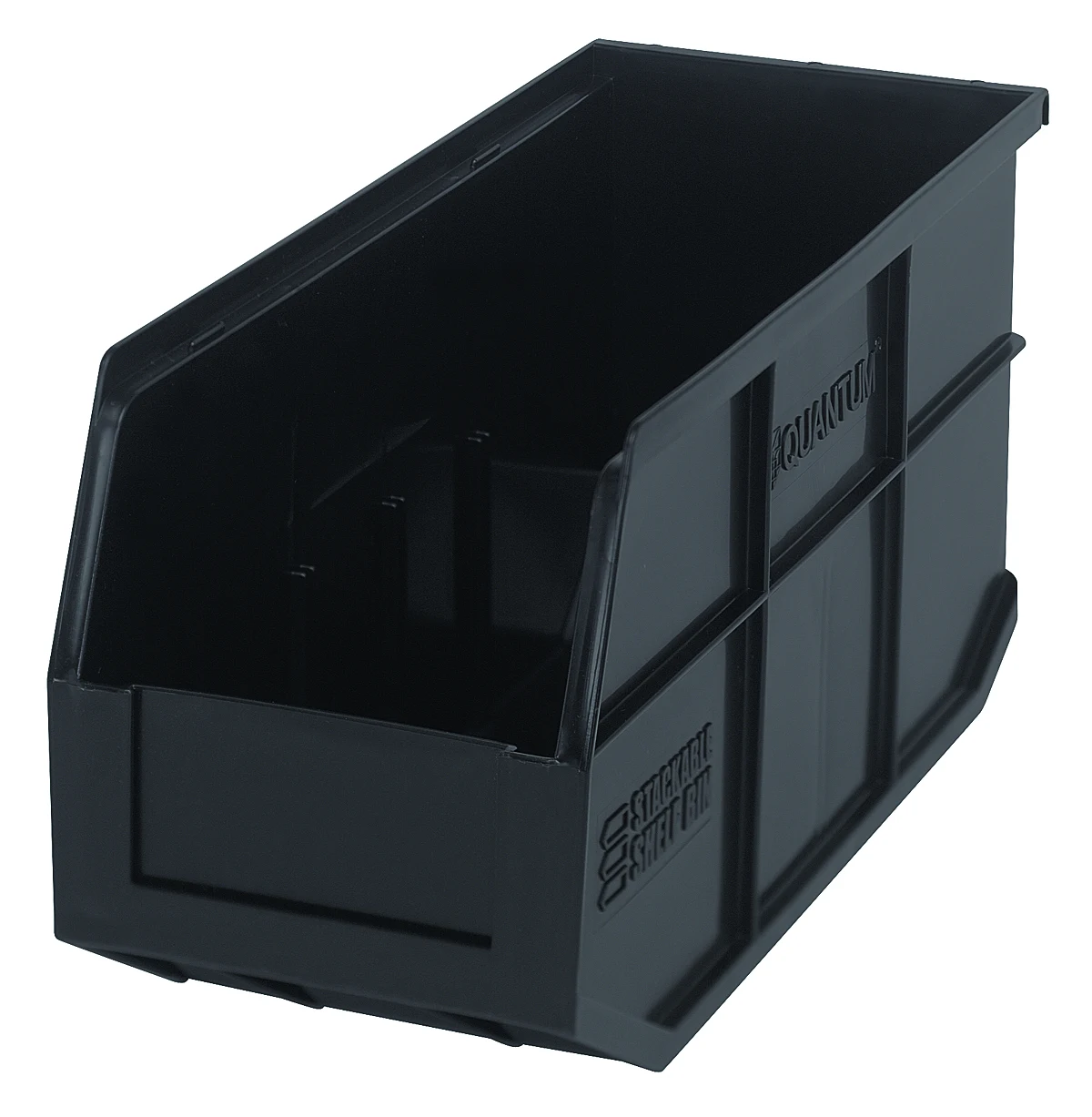 Quantum SSB441BKCS Stackable Shelf Bin, 6"W x 14"D x 7"H, Black, Case of 6