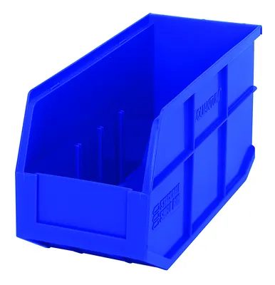 Quantum SSB441BLCS Stackable Shelf Bin, 6"W x 14"D x 7"H, Blue, Case of 6