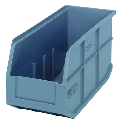 Quantum SSB441GYCS Stackable Shelf Bin, 6"W x 14"D x 7"H, Gray, Case of 6