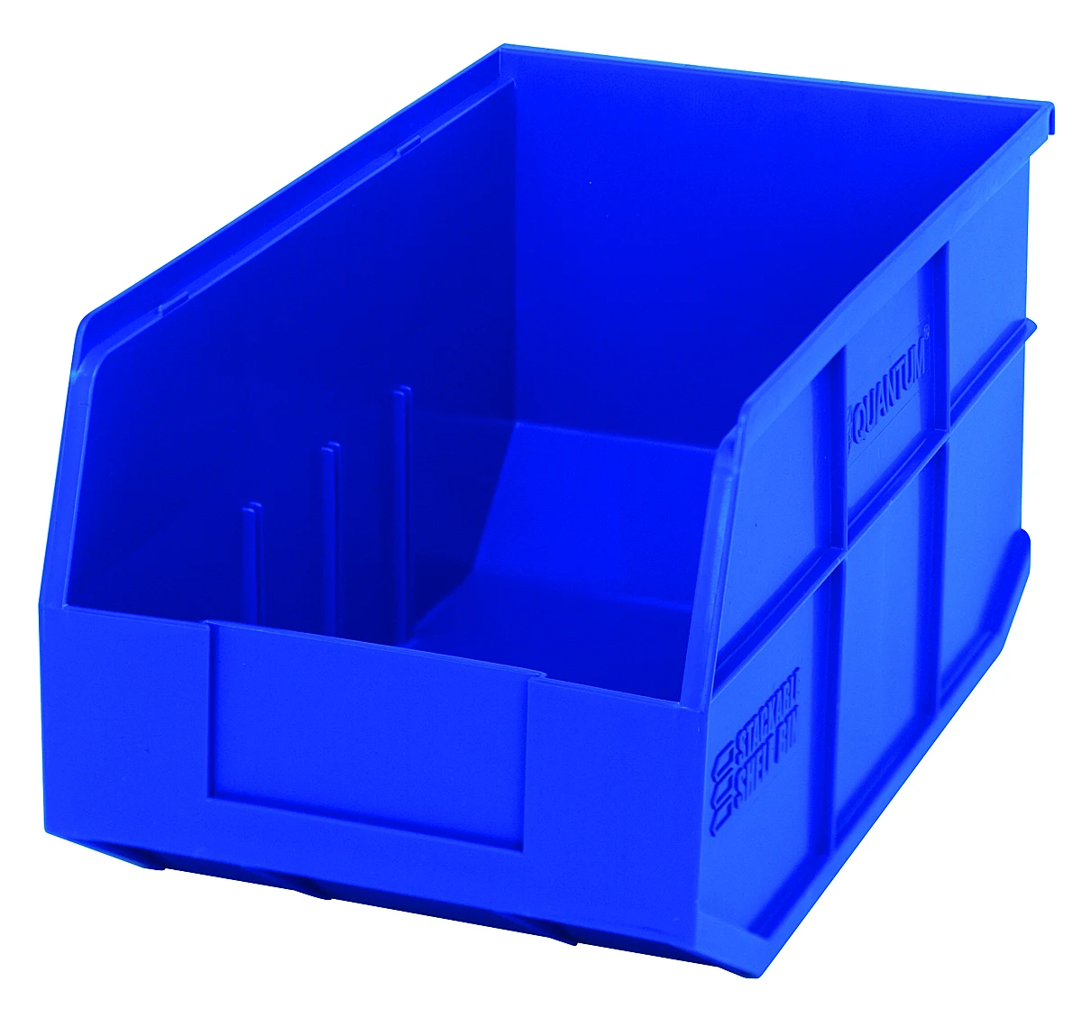 Quantum SSB443BLCS Stackable Shelf Bin, 8-1/4"W x 14"D x 7"H, Blue, Case of 12