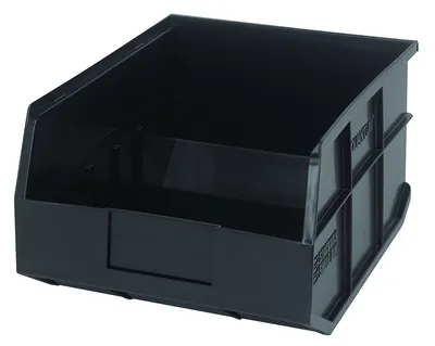 Quantum SSB445BKCS Stackable Shelf Bin, 11"W x 14"D x 7"H, Black, Case of 6