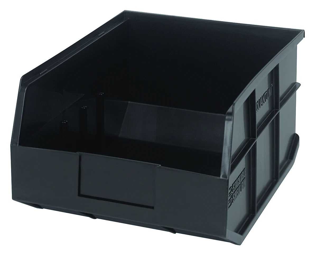 Quantum SSB445BKCS Stackable Shelf Bin, 11"W x 14"D x 7"H, Black, Case of 6