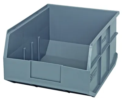 Quantum SSB445GYCS Stackable Shelf Bin, 11"W x 14"D x 7"H, Gray, Case of 6