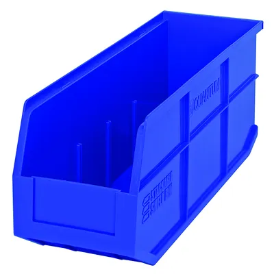 Quantum SSB461BLCS Stackable Shelf Bin, 6"W x 18"D x 7"H, Blue, Case of 6