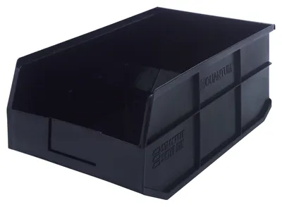 Quantum SSB465BKCS Stackable Shelf Bin, 11"W x 18"D x 7"H, Black, Case of 6