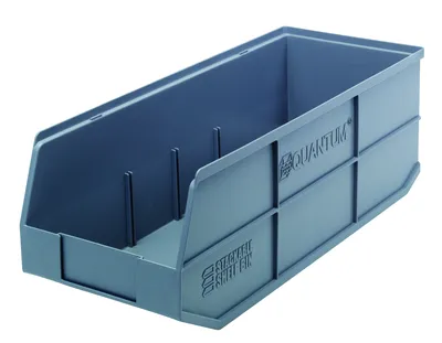 Quantum SSB483GYCS Stackable Shelf Bin, 8-1/4"W x 20-1/2"D x 7"H, Gray, Case of 6