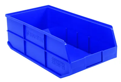 Quantum SSB485BLCS Stackable Shelf Bin, 11"W x 20-1/2"D x 7"H, Blue, Case of 6