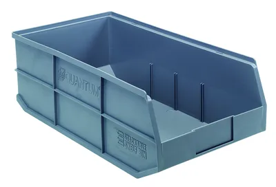 Quantum SSB485GYCS Stackable Shelf Bin, 11"W x 20-1/2"D x 7"H, Gray, Case of 6