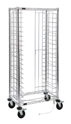 Quantum TC-19CO Mobile Tray Cart, 18"W x 30"D x 39"H, 19 ESD Trays capacity, Chrome/ESD
