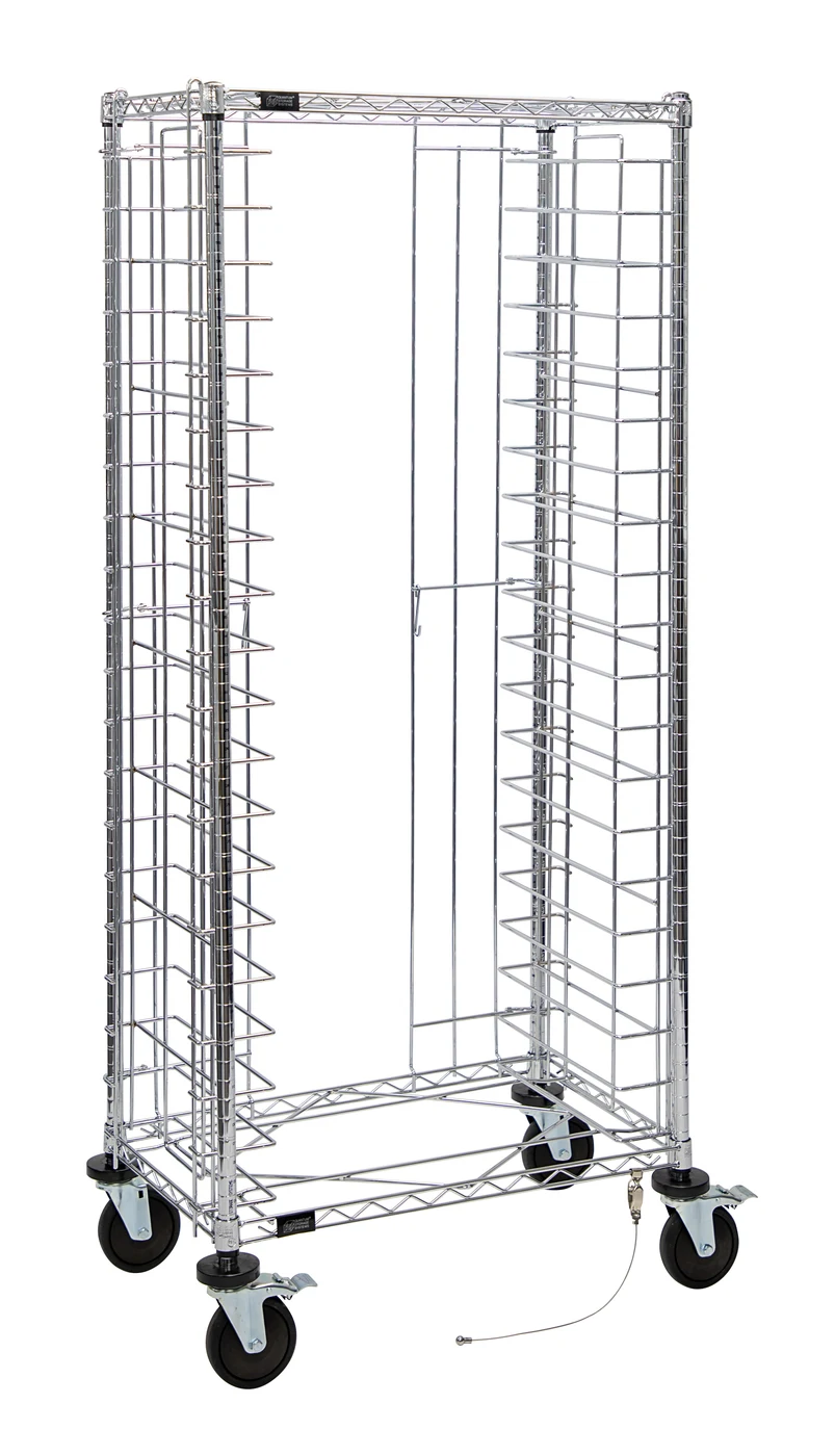 Quantum TC-19CO Mobile Tray Cart, 18"W x 30"D x 39"H, 19 ESD Trays capacity, Chrome/ESD