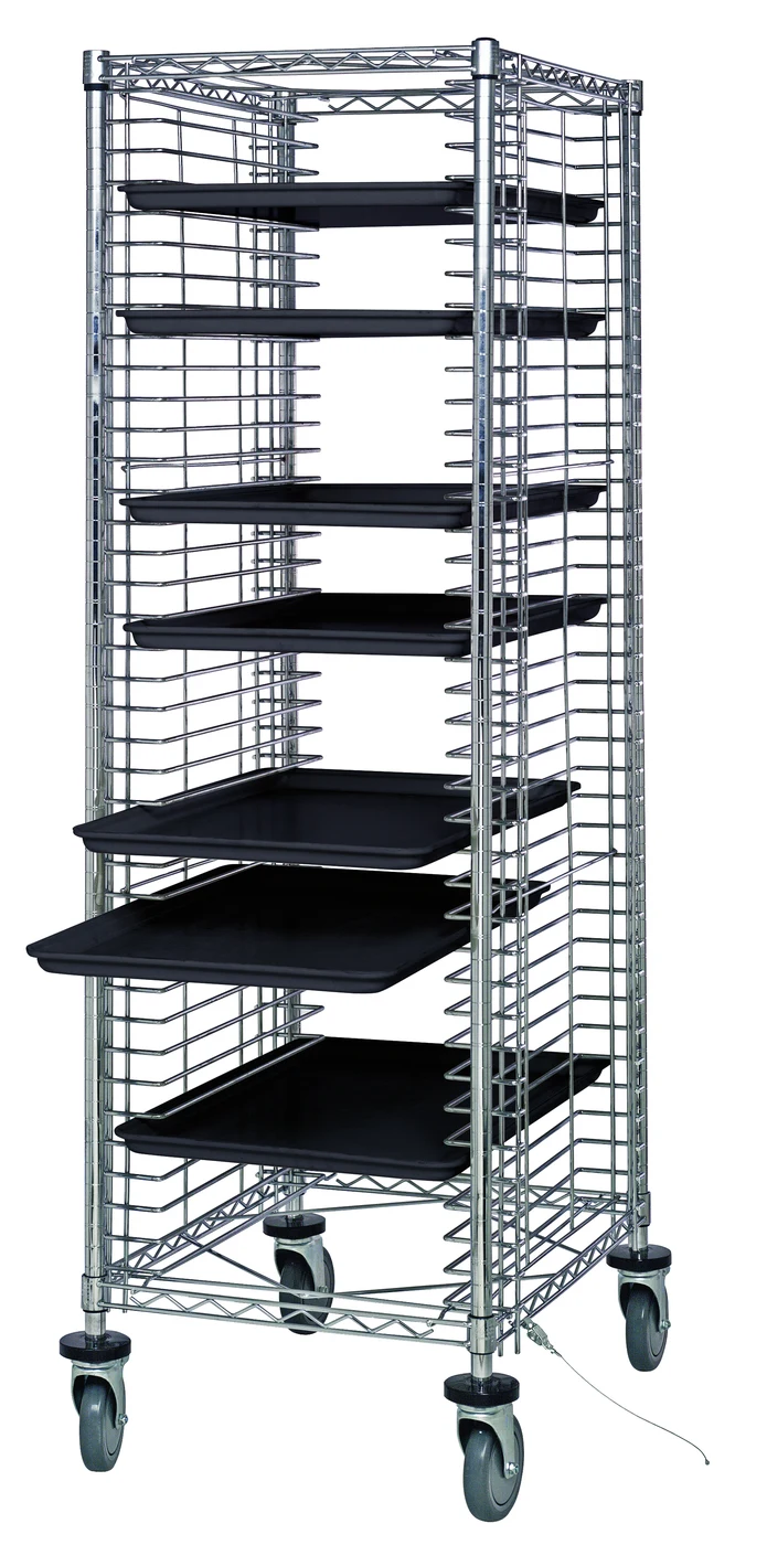 Quantum TC-EL38CO Mobile Tray Cart, 21-3/4"W x 27"D x 69"H, Chrome/ESD