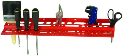 Quantum TR-96 Tool Rack, 24-1/8"W x 6"D x 2-3/4"H, 40 lb capacity, Red — in use