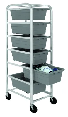 Quantum TR2-2516-8GY Mobile Tub Rack, 120 lb capacity, Gray Metallic — in use