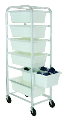 Quantum TR6-2516-8WT Mobile Tub Rack, 360 lb capacity, Gray Metallic — in use