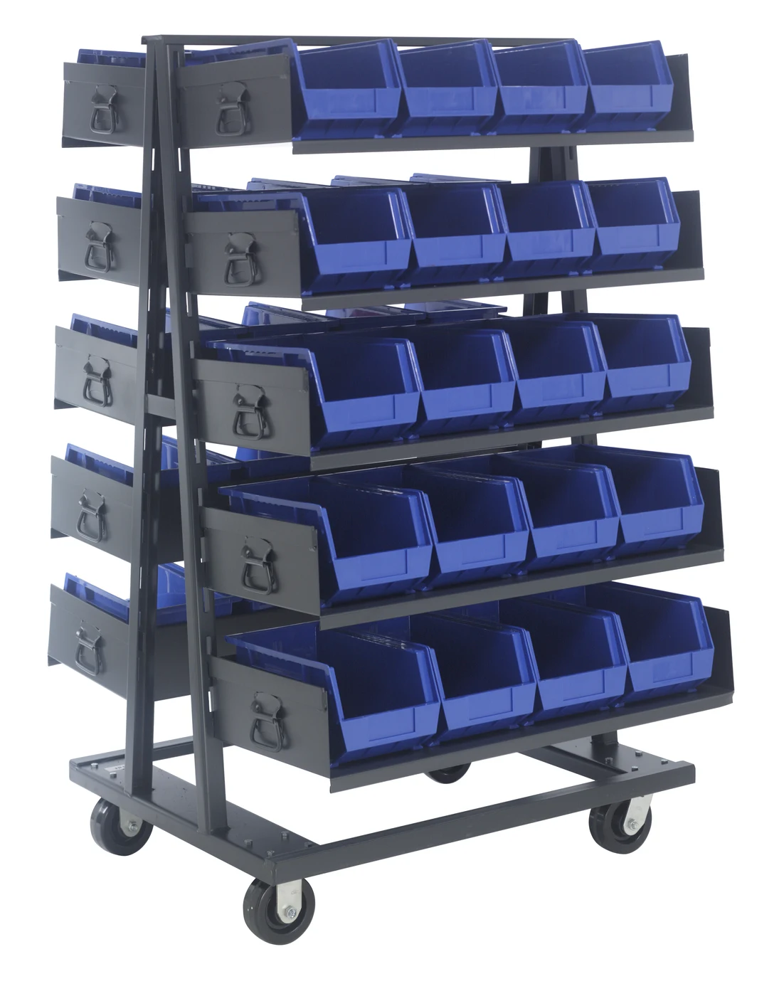 Quantum TTD-OT15-240GN Double-Sided Removable Tray Truck System, 38"W x 40"D x 67"H, 2000 lb capacity, Black