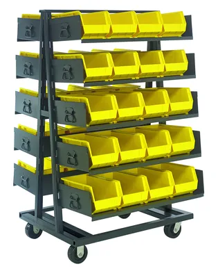 Quantum TTD-OT15-240YL Double-Sided Removable Tray Truck System, 38"W x 40"D x 67"H, 2000 lb capacity, Black