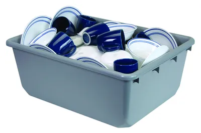 Quantum TUB2419-9GYNB QuanTub Nesting Tote, 100 lb capacity, Gray — in use