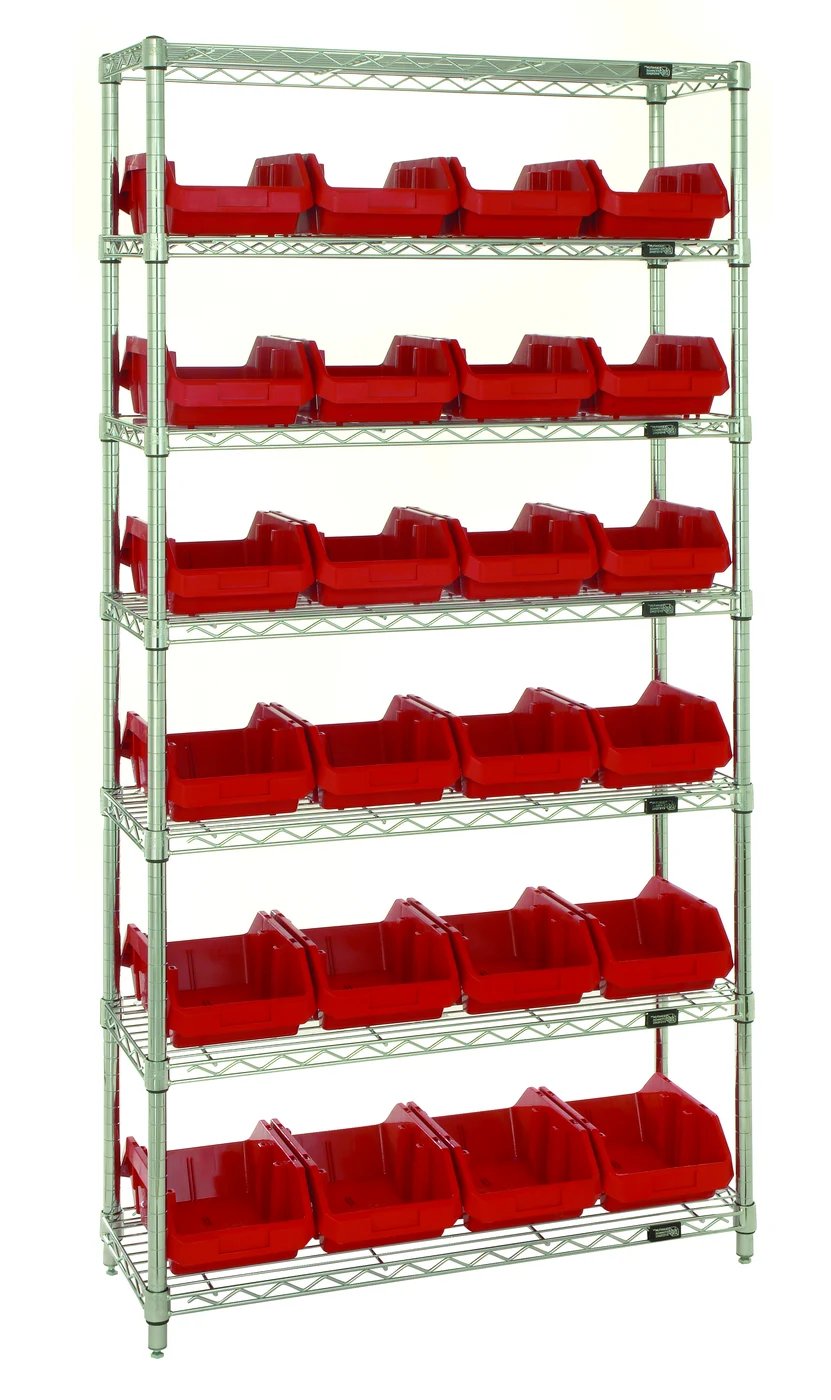 Quantum W7-12-24RD Stationary Bin System Unit, 12-1/2"L x 8-3/8"W x 5"H, 800 lb capacity, Chrome