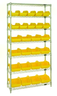 Quantum W7-12-26YL Stationary Bin System Unit, 12-1/2"L x 6-5/8"W x 5"H, 800 lb capacity, Chrome