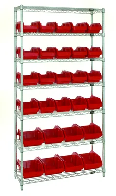Quantum W7-12-28RD Stationary Bin System Unit, 12-1/2"L x 6-5/8"W x 5"H, 800 lb capacity, Chrome