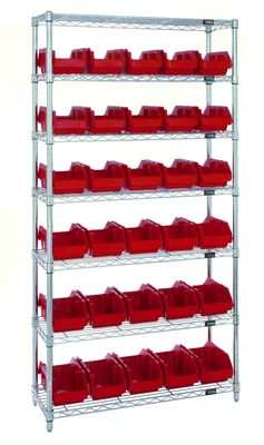 Quantum W7-12-30RD Stationary Bin System Unit, 12-1/2"L x 6-5/8"W x 5"H, 800 lb capacity, Chrome