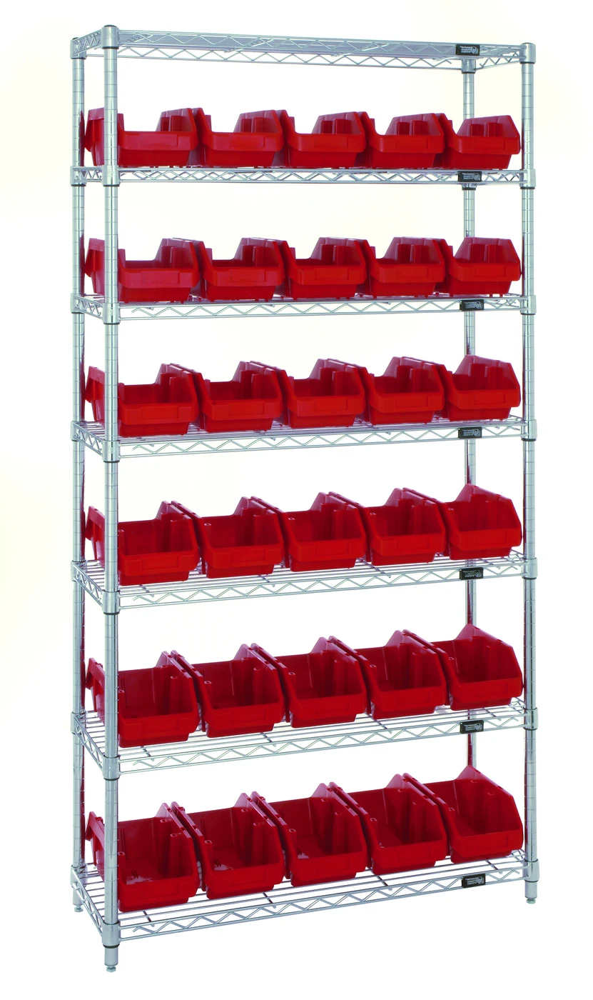 Quantum W7-12-30RD Stationary Bin System Unit, 12-1/2"L x 6-5/8"W x 5"H, 800 lb capacity, Chrome