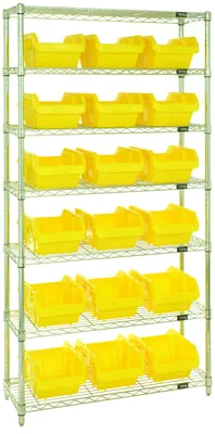 Quantum W7-14-18YL Stationary Bin System Unit, 14"L x 9-1/4"W x 6-1/2"H, 800 lb capacity, Chrome