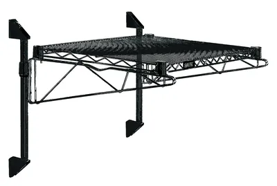Quantum WC14-CB1824BK Cantilever Single Shelf Post Wall Mount, 24"D x 18"W, Black