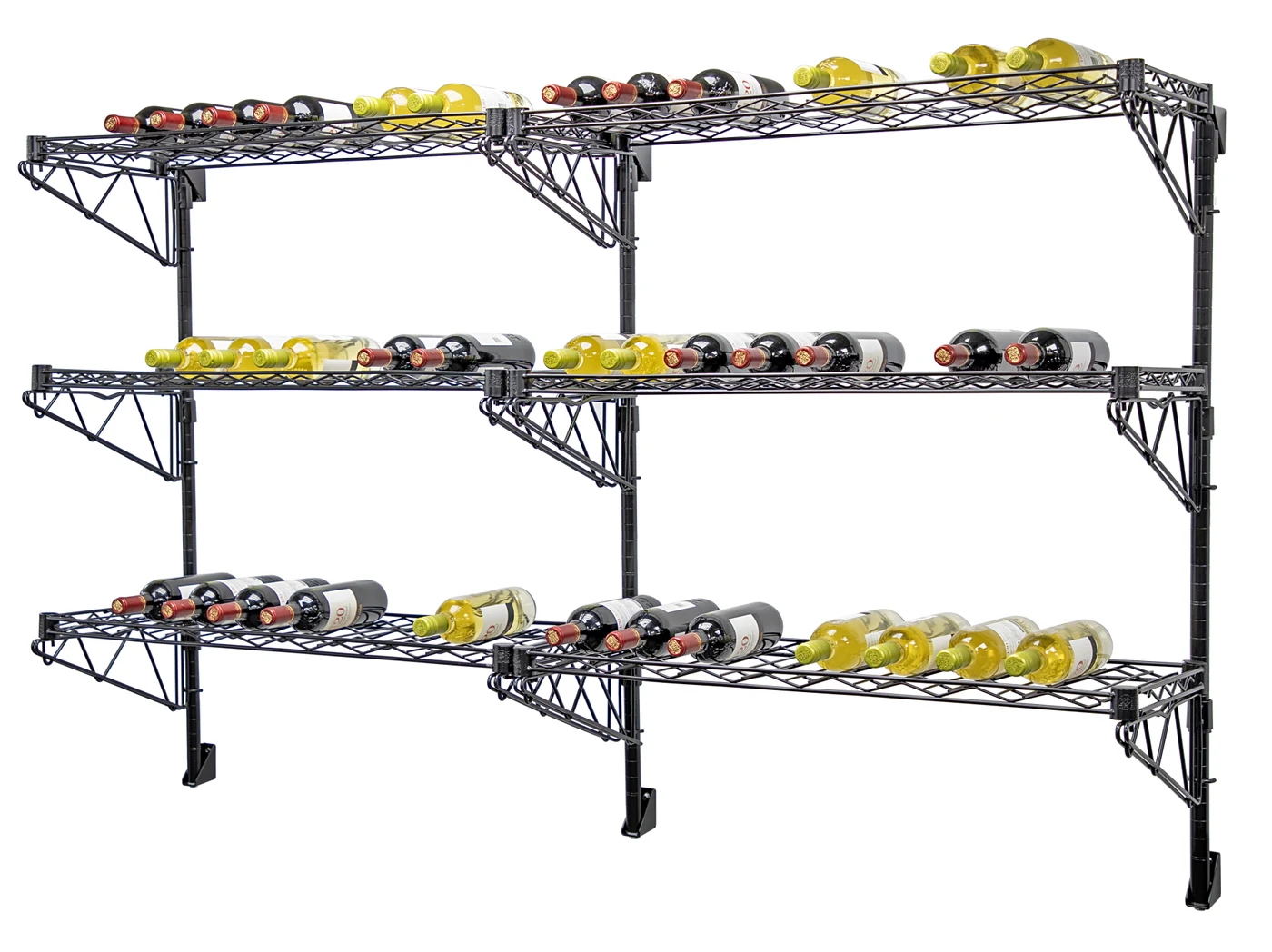 Quantum WC34-1436WC-6 Cantilever Double Wine Shelf Post Wall Mount, 36"D x 14"W, 96 bottles capacity, Chrome