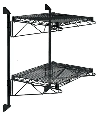 Quantum WC34-CB1824BK Cantilever Double Shelf Post Wall Mount, 24"D x 18"W, Black