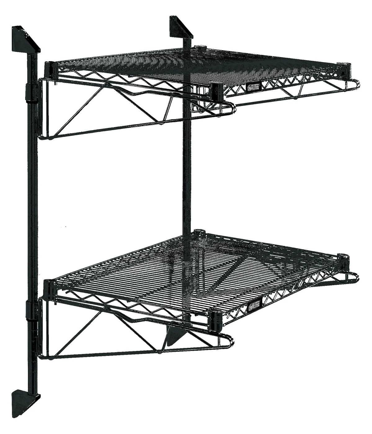 Quantum WC34-CB2142BK Cantilever Double Shelf Post Wall Mount, 42"D x 21"W, Black
