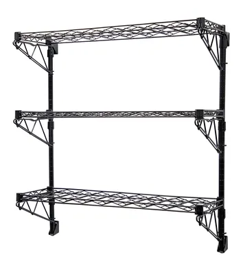 Quantum WC34-1448WBK-3 Cantilever Single Wine Shelf Post Wall Mount, 48"D x 14"W, 96 bottles capacity, Black