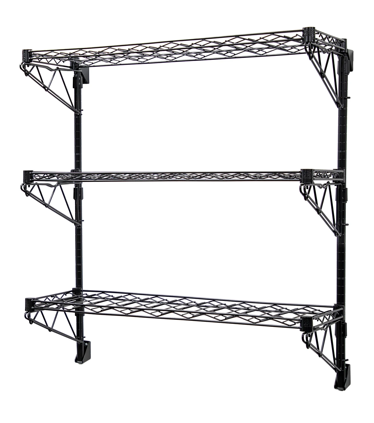 Quantum WC34-1448WBK-3 Cantilever Single Wine Shelf Post Wall Mount, 48"D x 14"W, 96 bottles capacity, Black