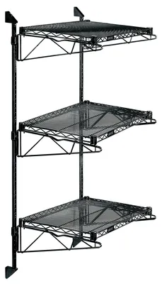 Quantum WC54-CB1824BK Cantilever Double Shelf Post Wall Mount, 24"D x 18"W, Black