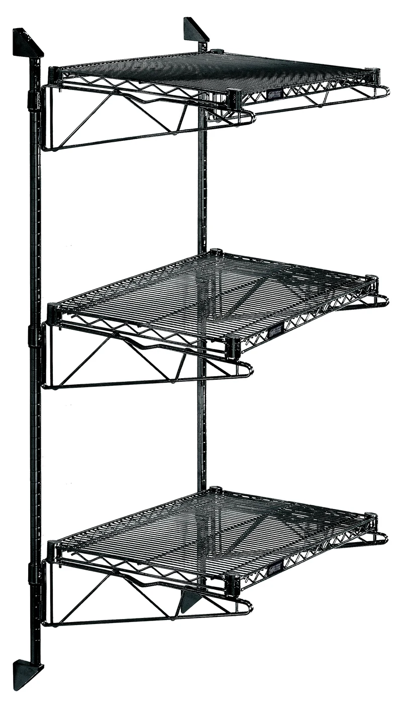 Quantum WC54-CB1236BK Cantilever Double Shelf Post Wall Mount, 36"D x 12"W, Black