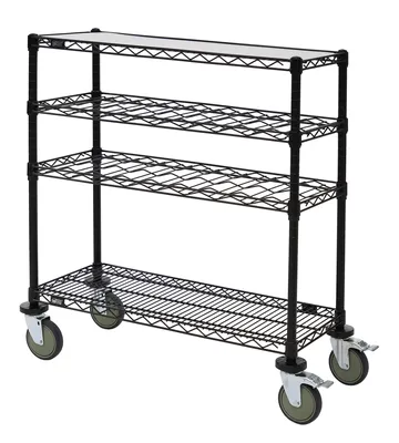 Quantum WRC-1448WSBK Wine Display/Worktable Cart, 48"W x 14"D x 40"H, 1200 lb capacity, Black