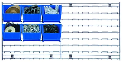 Quantum WLP-1836C-2102030GN Wire Louvered Panel, 36"W x 18"H, 175 lb capacity, Chrome — in use