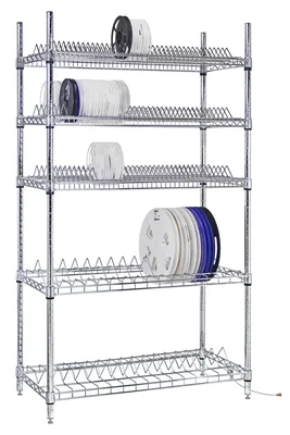 Quantum 1836R40C Wire Reel Shelf, 18"W x 36"L, 400 lb capacity, Chrome — in use