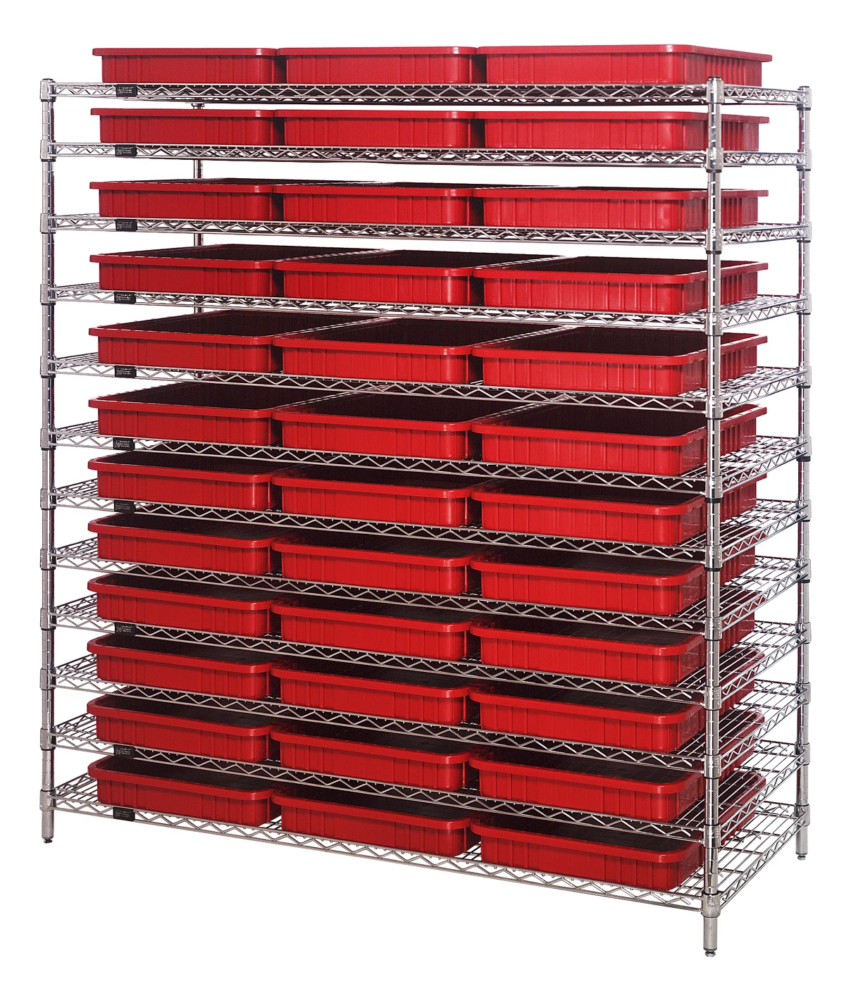 Quantum WR12-93030RD Bin Wire Shelving System, 60"L x 24"W x 63"H, 600 lb capacity, Chrome