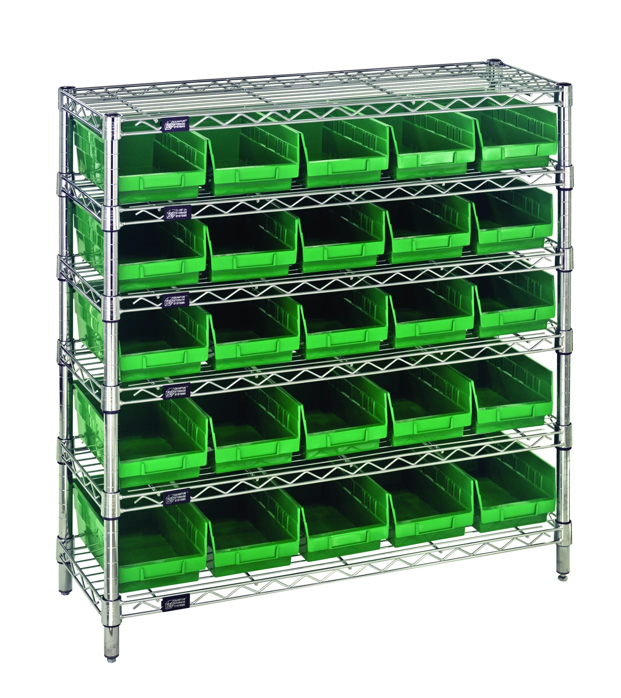 Quantum WR1236-102GN Bin Wire Shelving System, 36"W x 12"D x 36"H, 800 lb capacity, Chrome