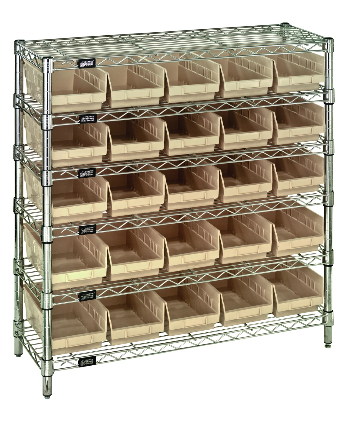 Quantum WR1236-102IV Bin Wire Shelving System, 36"W x 12"D x 36"H, 800 lb capacity, Chrome