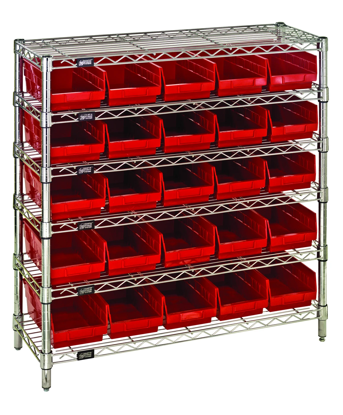Quantum WR1236-102RD Bin Wire Shelving System, 36"W x 12"D x 36"H, 800 lb capacity, Chrome