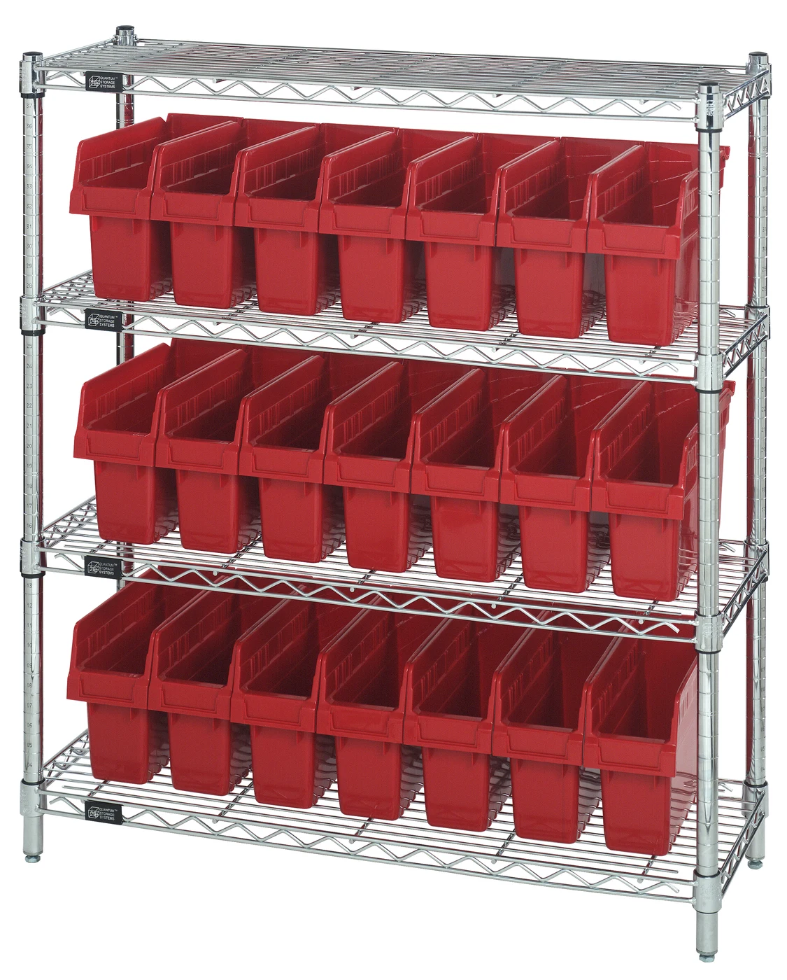 Quantum WR4-39-1236-801RD Bin Wire Shelving Center, 12"W x 36"D x 39"H, 800 lb capacity, Chrome