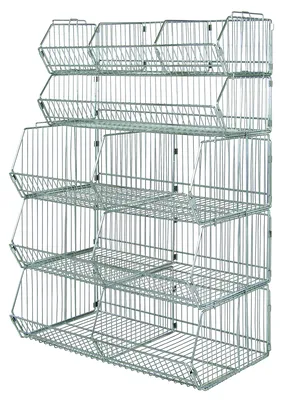 Quantum WR5-36MSBA Stationary Stacking Basket System, 36"D x 20"W x 54"H, Chrome