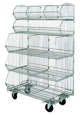 Quantum WR5-36MSBA-MOB Mobile Stacking Basket System, 36"D x 20"W x 60"H, Chrome