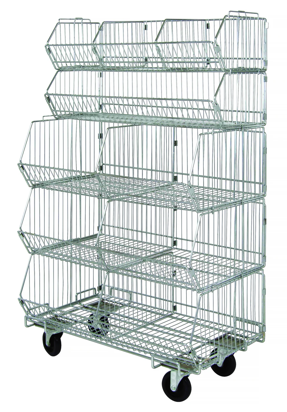 Quantum WR5-36MSBA-MOB Mobile Stacking Basket System, 36"D x 20"W x 60"H, Chrome